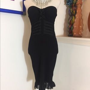Black cocktail sweetheart shape strapless dress